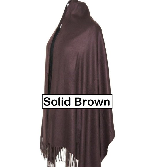 Accessories - brand new SOLID BROWN 76x28 inch 70% Cashmere 30% Silk Pashmina Shawl